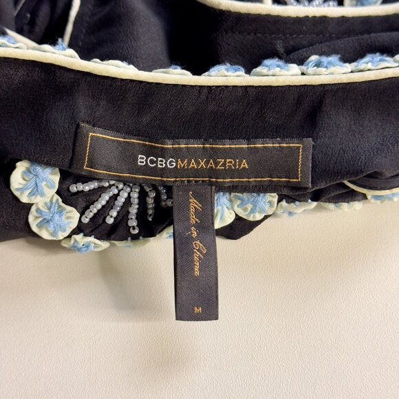 BCBG Maxazria Black Embellished Beaded V-Neck Racerback Chiffon Tank Pocket Sz M - Picture 7 of 11